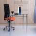 Futureglass glass Slender Pin Elbow office desk with chrome legs