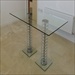 Glass and chrome Dining table made with twin chrome springs and safety glass