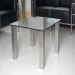 Futureglass Foundation, 700mm square toughened glass table top with stainless steel legs UV bonded.
