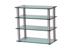 Futureglass hifi support with 4 safety glass shelves and 160mm hifi shelf spacings, but more can be added with this modular unit.
