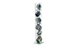 MSTGN Futureglass contemporary glass cd and DVD storage, 1500mm tall, with 300x300mm base.