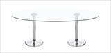 Dual Conference Table with Bright Chrome Pedestal and Base
