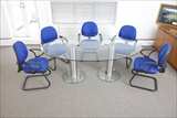 Dual Meeting Table with Stainless Steel Pedestals