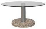 Outdoor sunlounger table with 316 grade stainless steel leg shown with a 700mm diameter top.