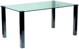 Futureglass Union glass table for meetings or dining alike, four 70mm square sating finished stainless steel legs with a 1500x900mm toughened glass top.