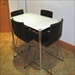 White Glass Pin Elbow Table with Bright Chrome Legs