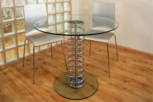 Contemporary and quirky, this safety glass table is a real talking point.